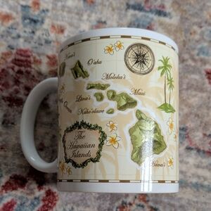 Hawaiian Islands Map Mug - Green and White